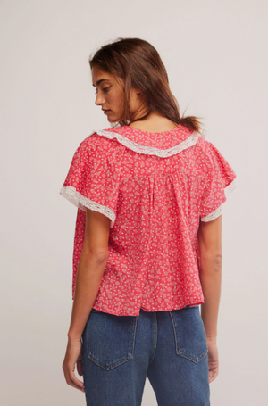 Free People Truly Yours Blouse in Red Combo