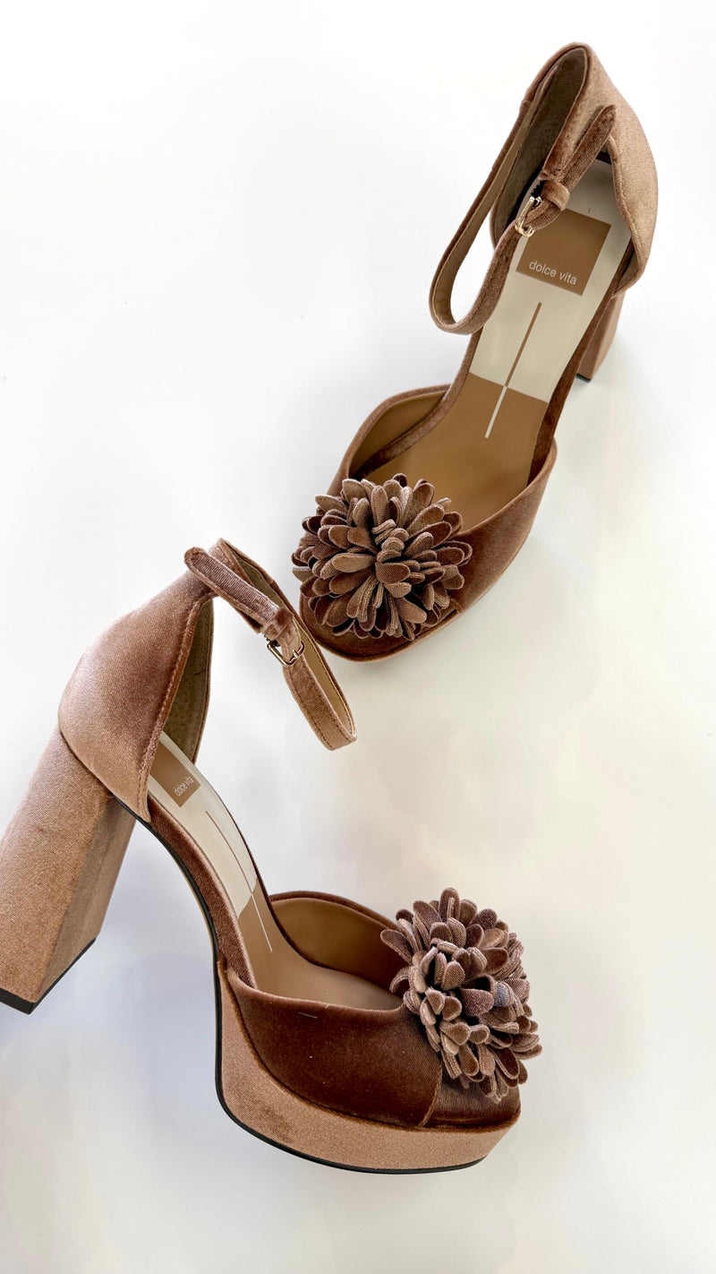 Dolce Vita Perel Velvet Ankle Wrap Heel