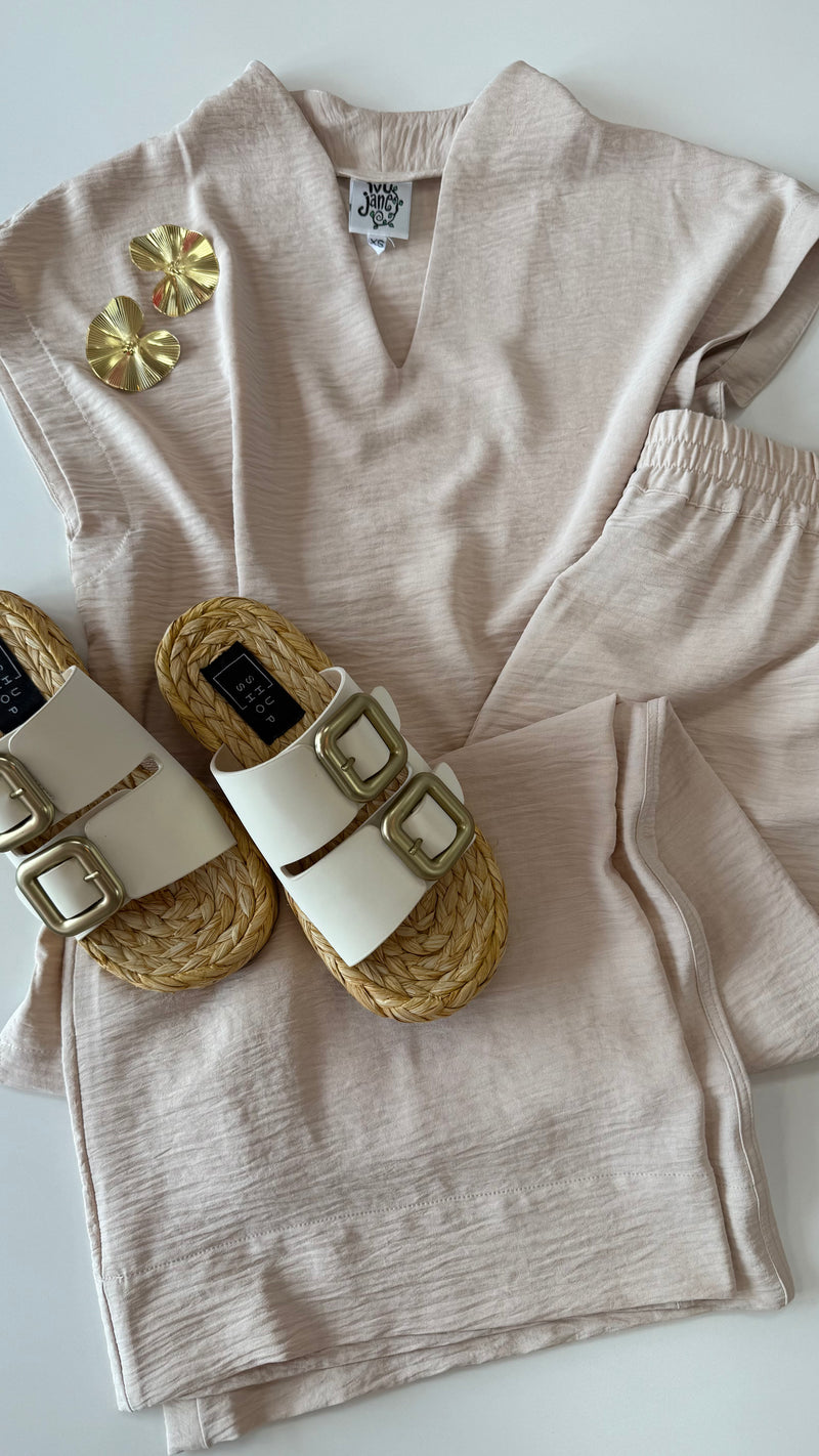 Ivy Jane Sand V-Neck w/ Pull On Pants Set