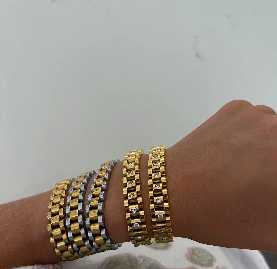 Diamond Two-Tone Watch Band Bracelet