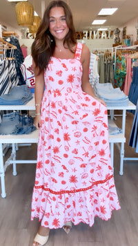 Karlie | Pink Beach Linen Tie Back Maxi Dress