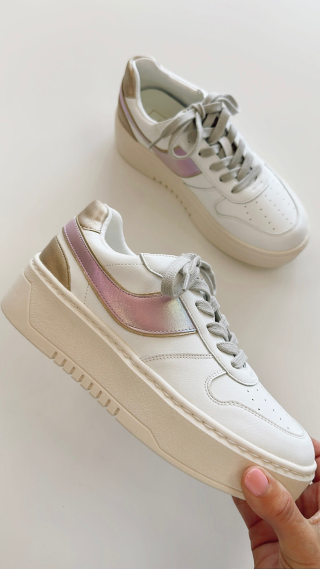 Shushop Satine Metallic Pink Platform Sneaker