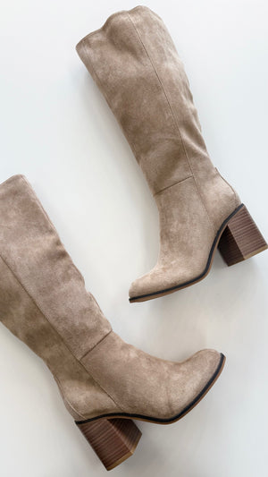 Tall Maple Suede Heel Boots