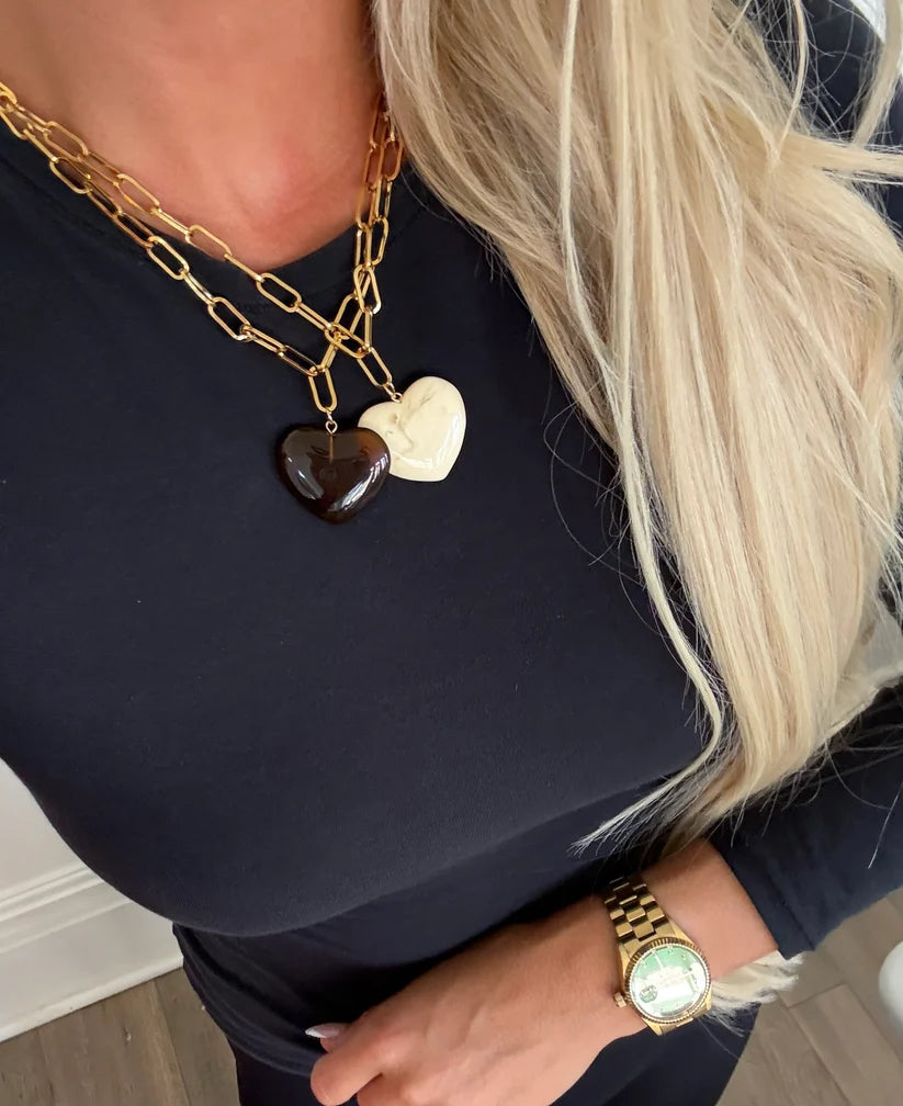 Chansuttpearls | White Heart Harlow Necklace 16-18"