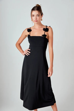 Endless Rose Black Rosette Shoulder Maxi