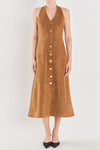 Endless Rose Tan Suede Halter Midi Dress