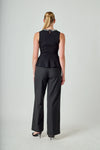 Endless Rose Black Jewel Trim Peplum Top