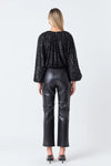 Endless Rose Jet Black Sequins Blouson Top (1 MEDIUM)