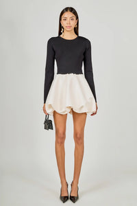 Endless Rose | Black/Ivory Open Back Knit Mini Dress