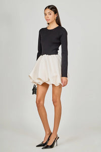 Endless Rose | Black/Ivory Open Back Knit Mini Dress
