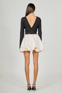 Endless Rose | Black/Ivory Open Back Knit Mini Dress