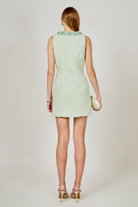 Endless Rose | Pistachio Tweed + Floral Trim Dress