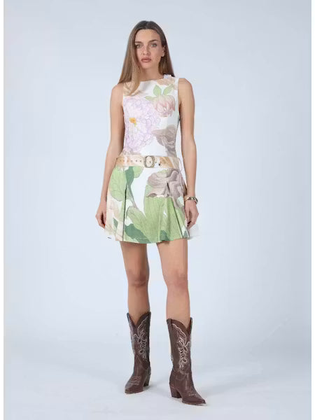 Olive Buckle Belt Mini Dress