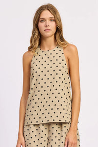 Polka Dot High Neck Tunic Top