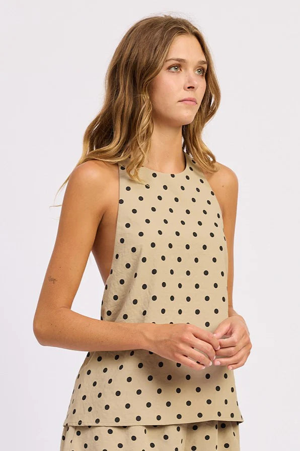 Polka Dot High Neck Tunic Top