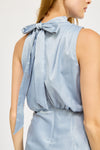 Dusty Blue High-Neck Dress