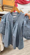 Denim Pleat Top