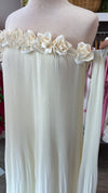 Ivory Pleat Rose Trim Cape Maxi (M/L)