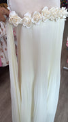 Ivory Pleat Rose Trim Cape Maxi (M/L)