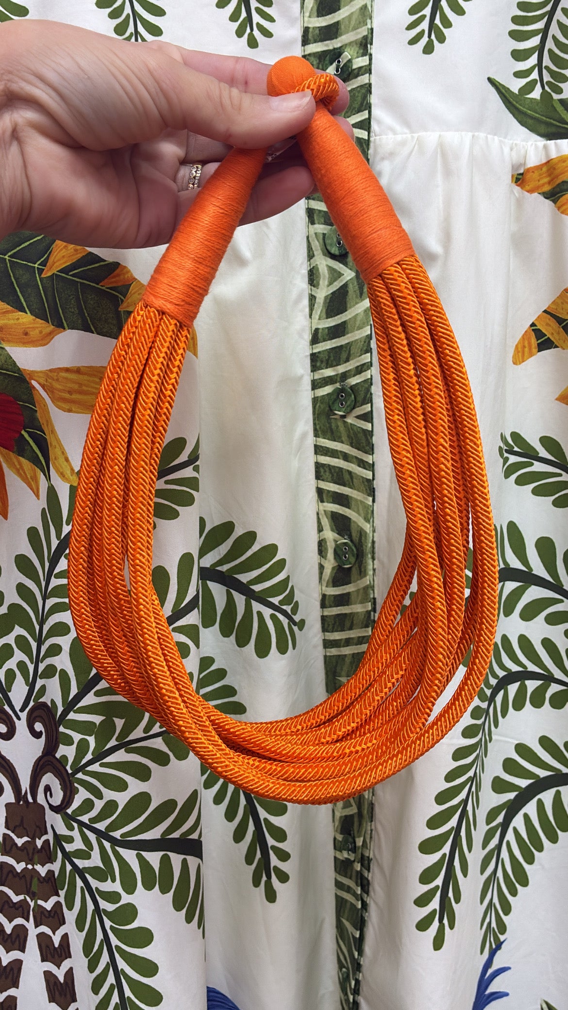 Orange Slub 8-Strand Necklace