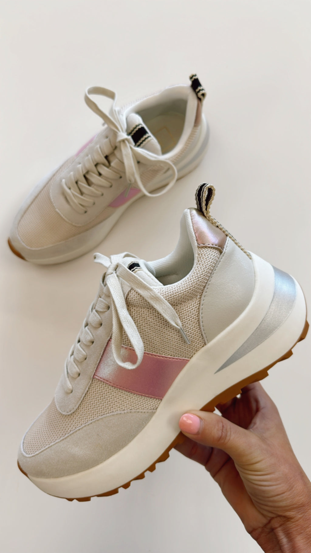 Shushop Serafina Metallic Pink Stripe Sneaker
