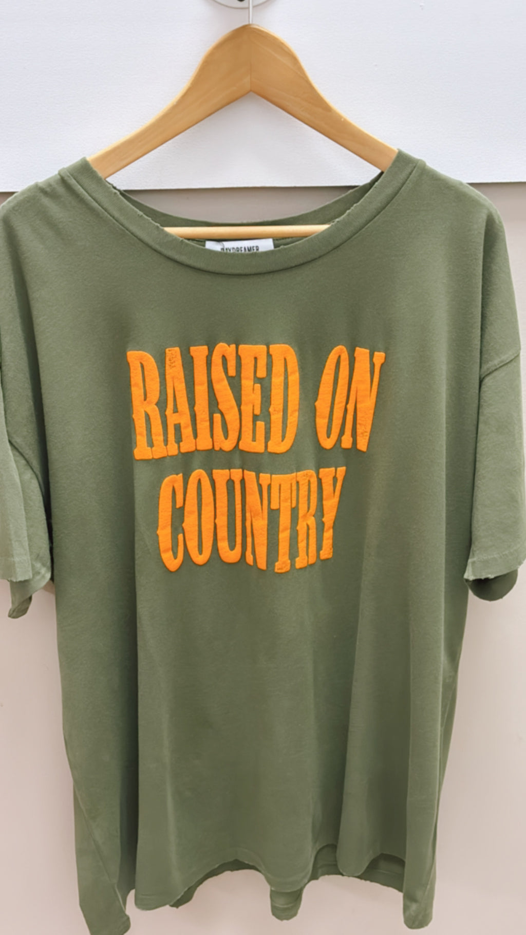Daydreamer Green Raised On Country One Size Rocker Tee