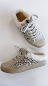 Shushop Light Grey Portia Jeweled Side on Sneaker