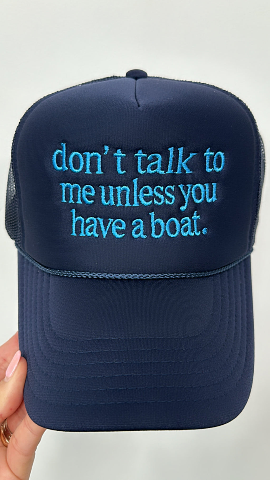 Navy " Don't Talk To Me Unless You Have A Boat" Trucker Hat