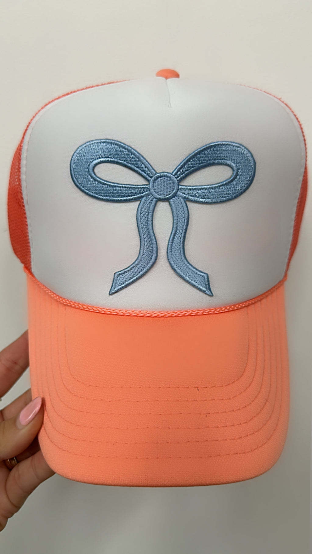 Coral Blue Bow Trucker Hat