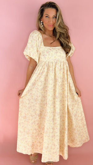 Nora Lee Oceane Lemon Floral Maxi Dress