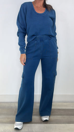 Dear John Dark indigo Crew Neck Wide Leg Pant Set