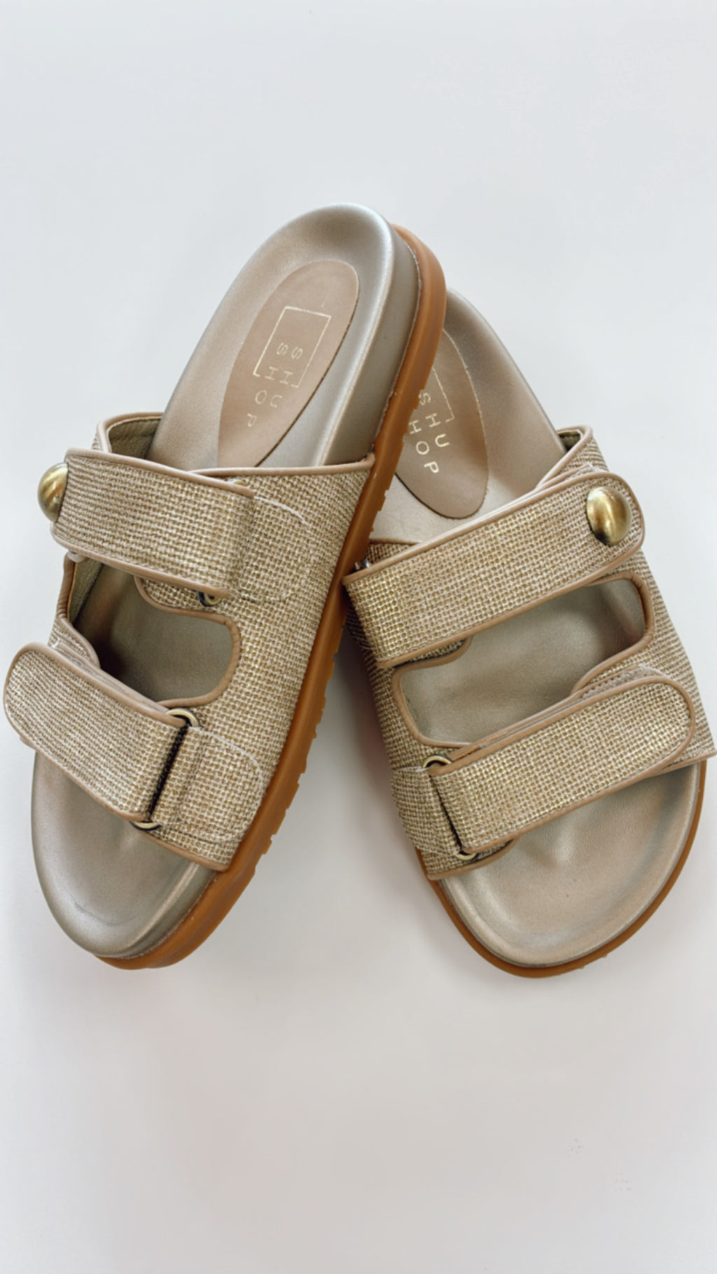 Shushop Gold Blair 2 Strap Sandals