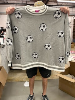 CUSTOM Queen of Sparkles Grey Soccer Sweatshirt