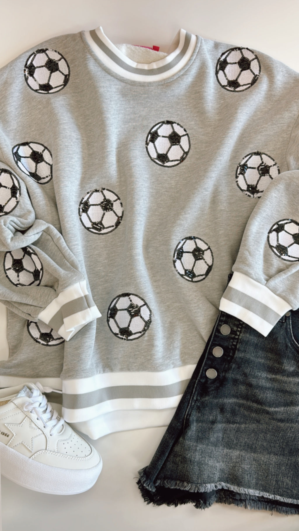 CUSTOM Queen of Sparkles Grey Soccer Sweatshirt