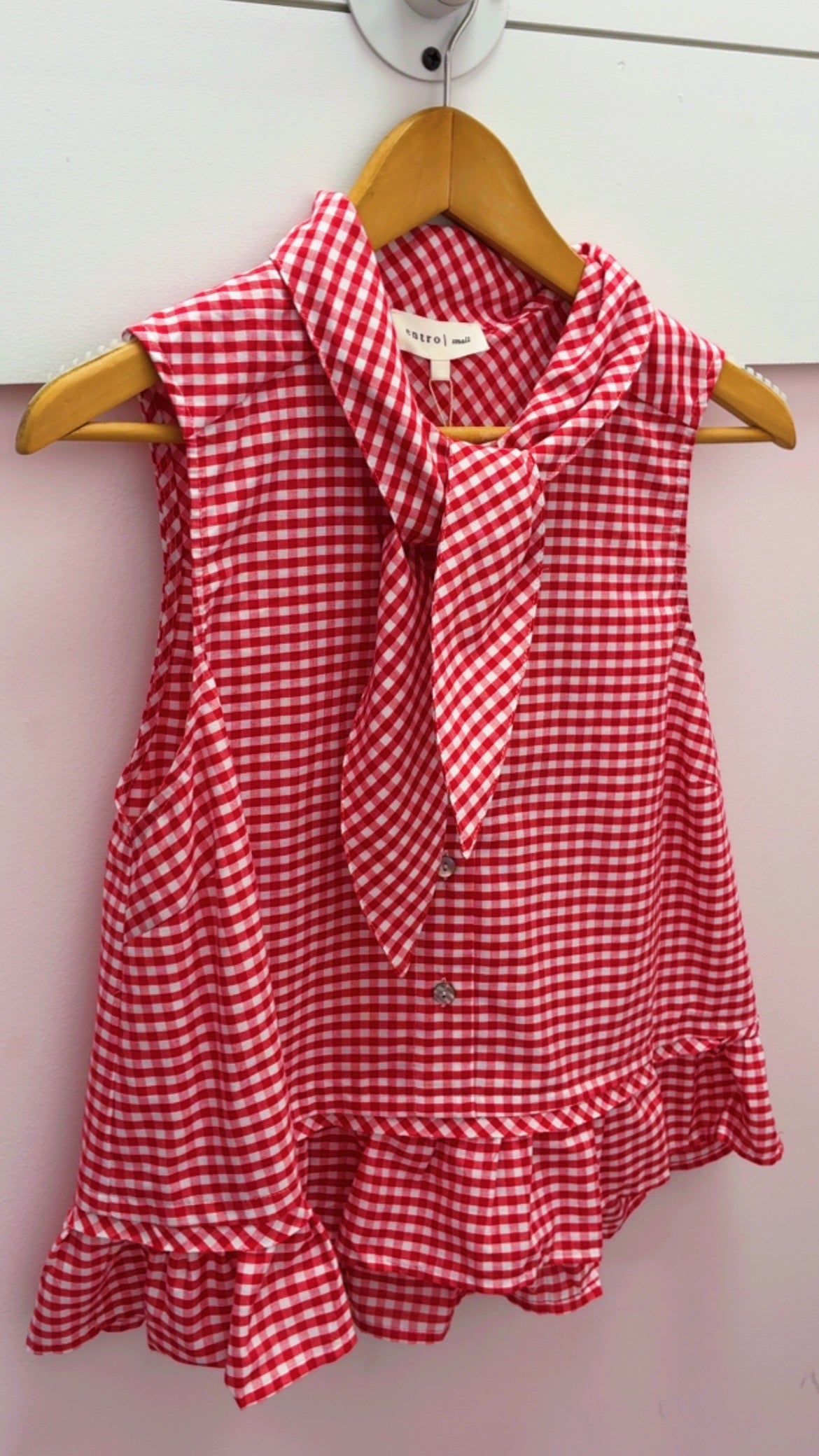 Red Sleeveless Gingham Tie Top (1 LARGE)
