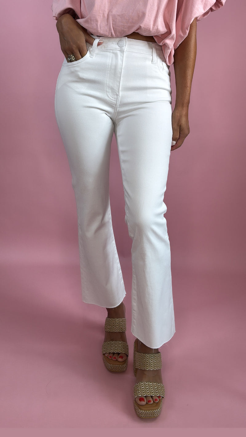 Kut Kelsey High Rise Ankle Flare in White