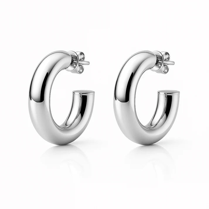 Sheila Fajl Shiny Silver Small Chantal Hoops