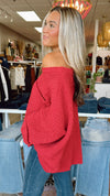 Red One Size Chenille Sweater