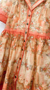 Coral Print Short Sleeve Belted Dress