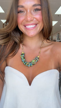 Black Multi Glass Bead Paperclip Necklace