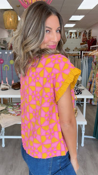 Ivy Jane Gold/Pink Appliqued Vest