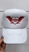 White Heartbreak Club Embroidered Trucker Hat