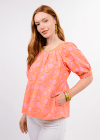 Ivy Jane | Coral Tucked Neck Swing Top