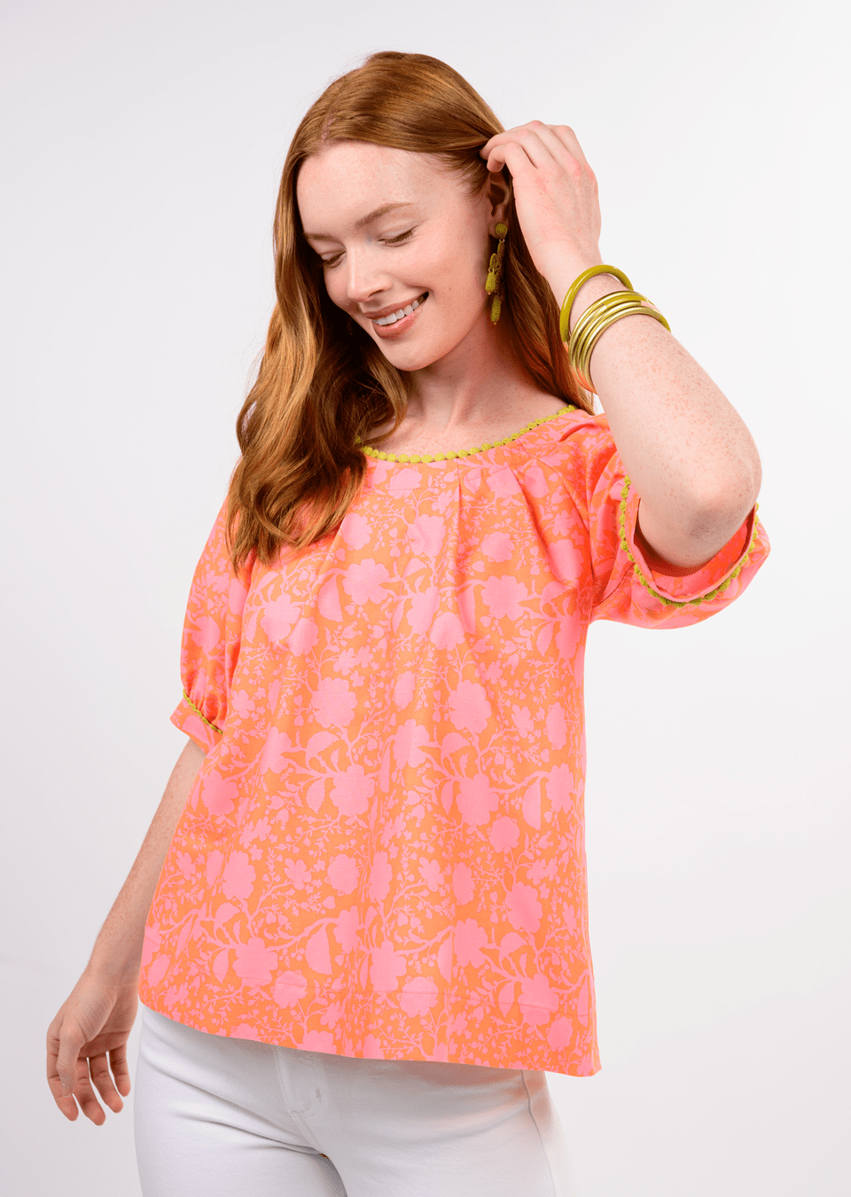 Ivy Jane | Coral Tucked Neck Swing Top
