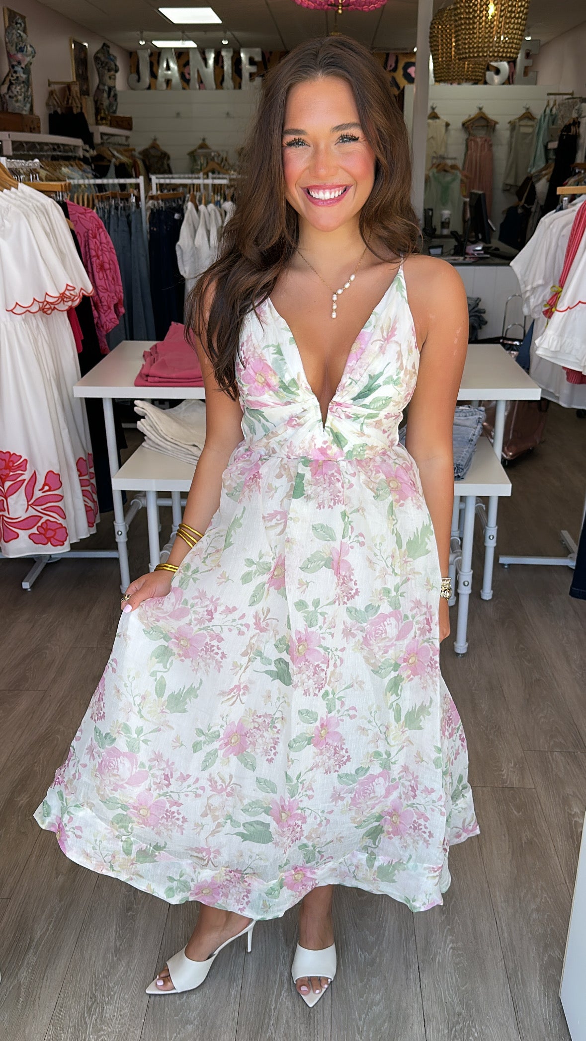 ASTR Pink Floral Janna Dress