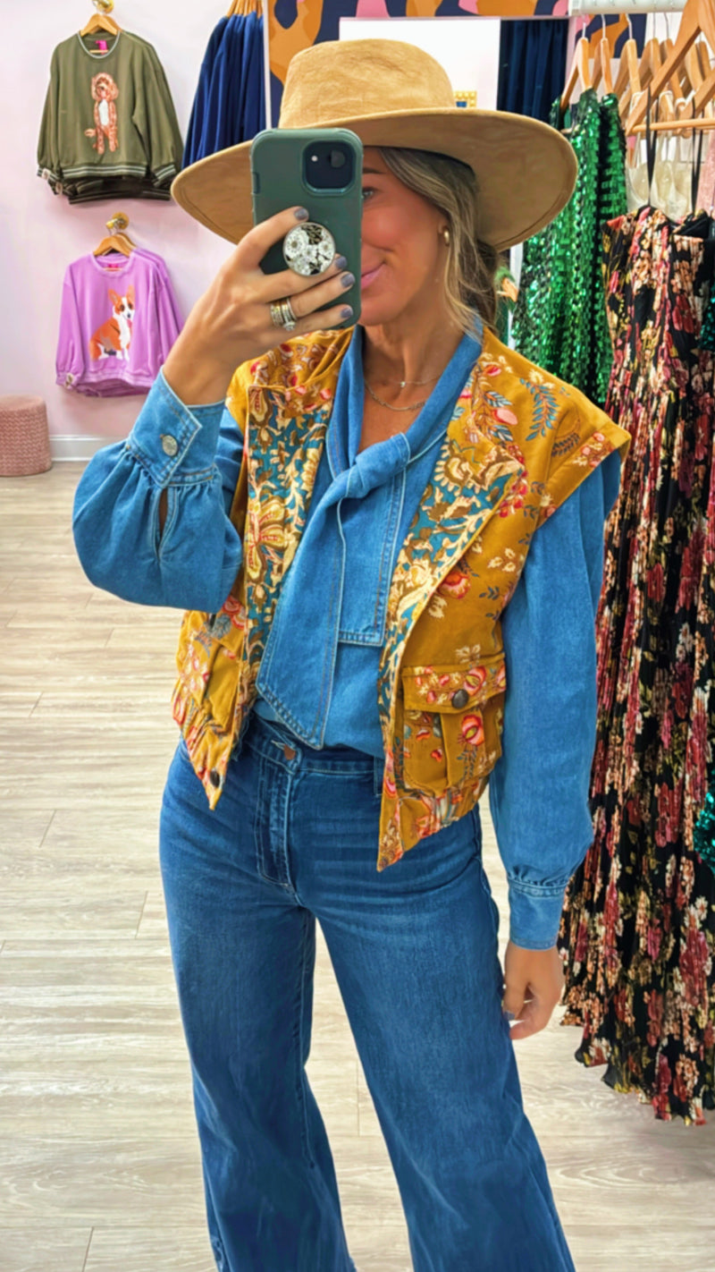 Ivy Jane Gold Velveteen Vest