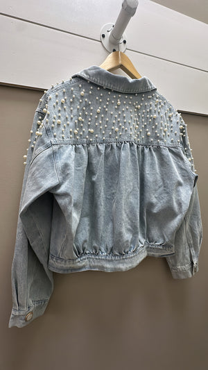 Karlie Denim Pearl Jacket w/ Vintage Buttons