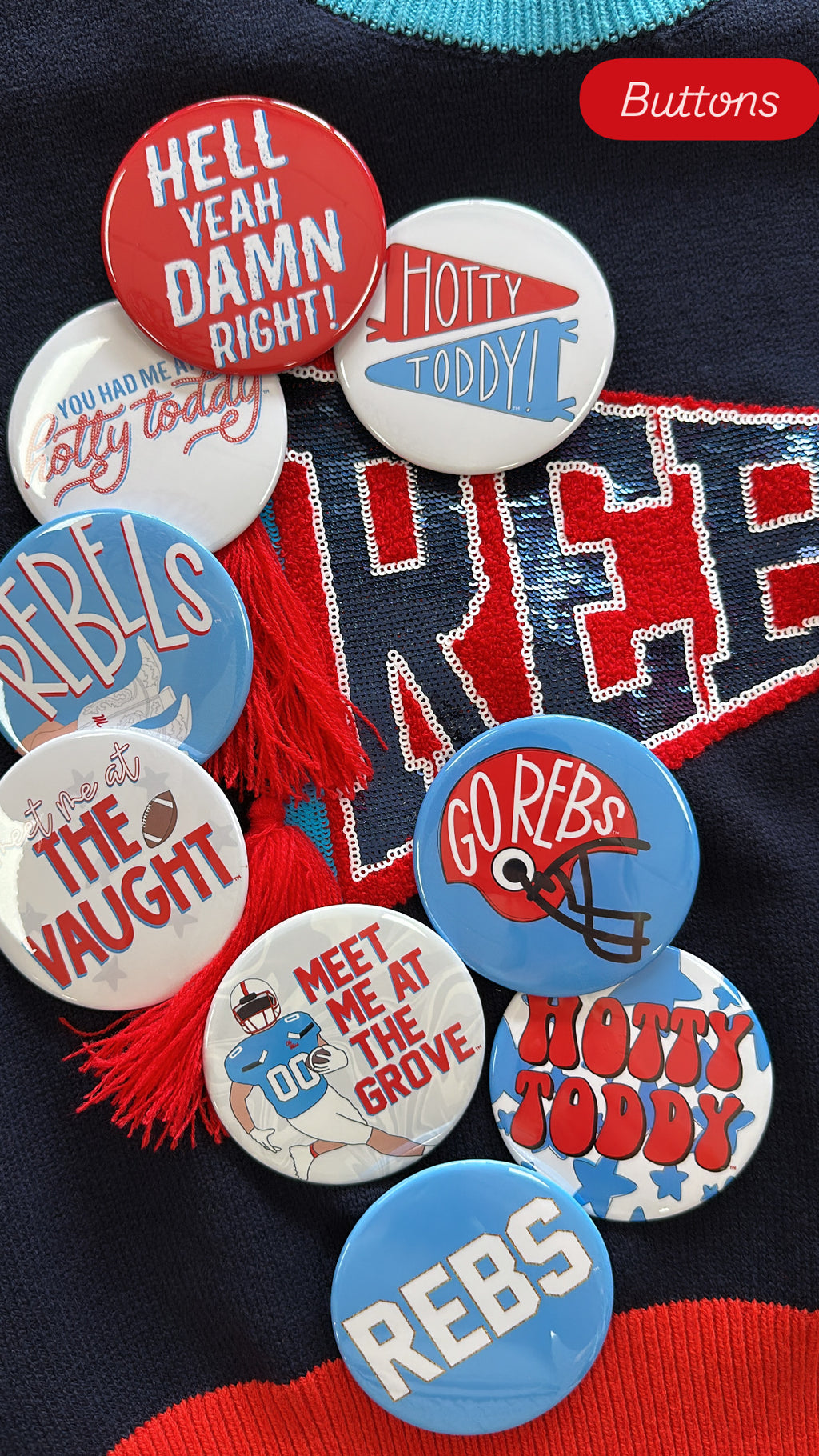 Ole Miss 3 inch Gameday Buttons