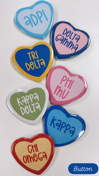 2 inch Heart Sorority Buttons