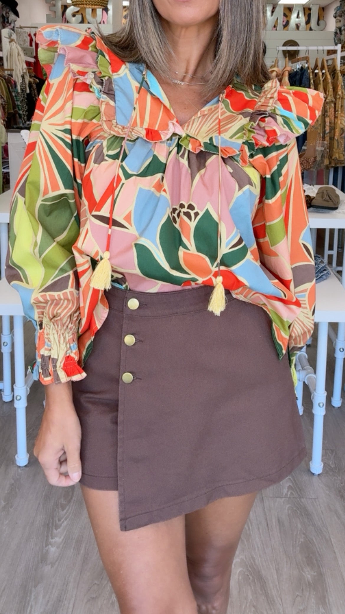 Karlie | Chocolate Denim Wrap Skort